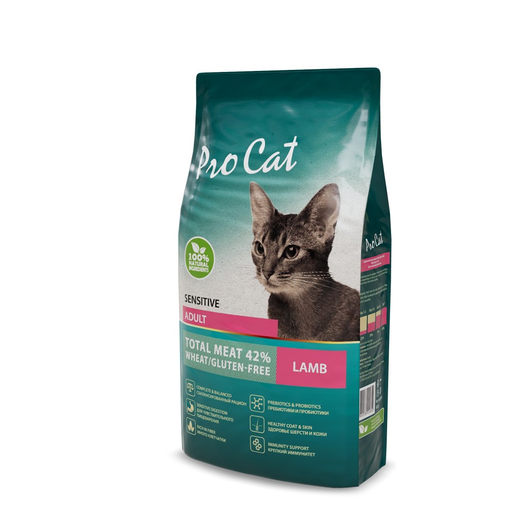 Корм для кошек PRO CAT с чувствительным пищеварением, ягненок сух.