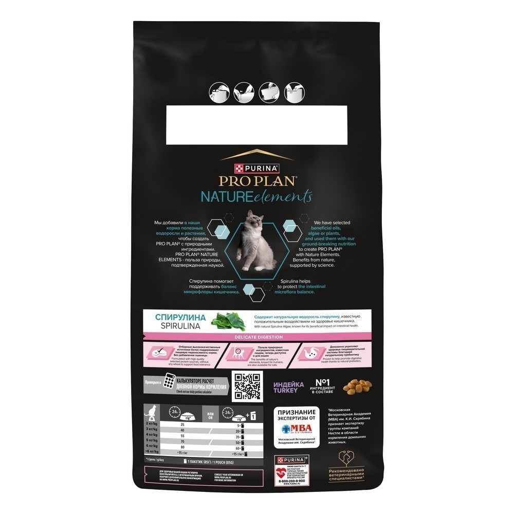 Корм для кошек PRO PLAN Nature Elements Delicate Digestion с чув. пищеварением с индейкой сух.