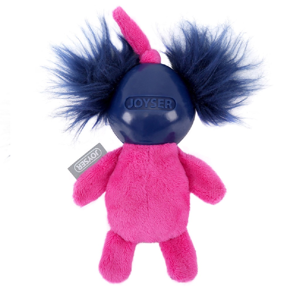 Игрушка для собак JOYSER Puppy Белка в резиновом шлеме с пищалкой S розовая, 14см