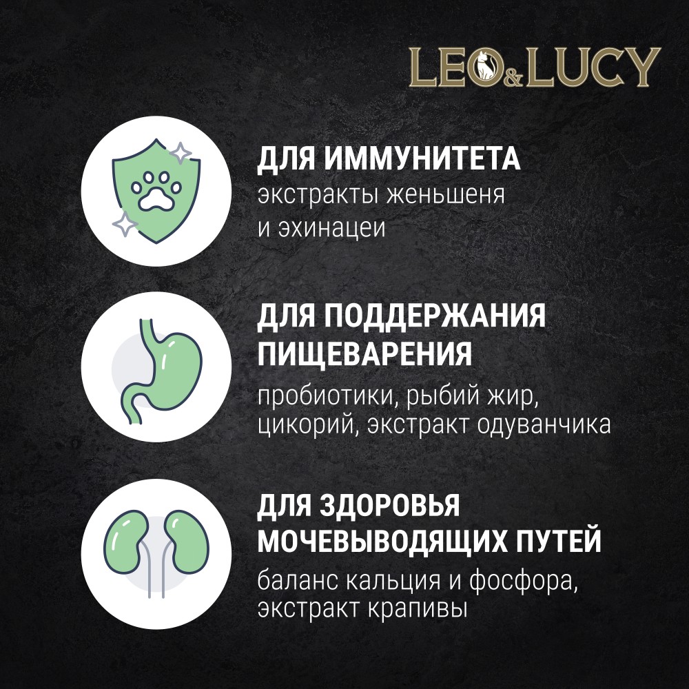 Корм для котят LEO&LUCY для стерилиз., кусочки в соусе с кроликом, курицей и биодобавками пауч