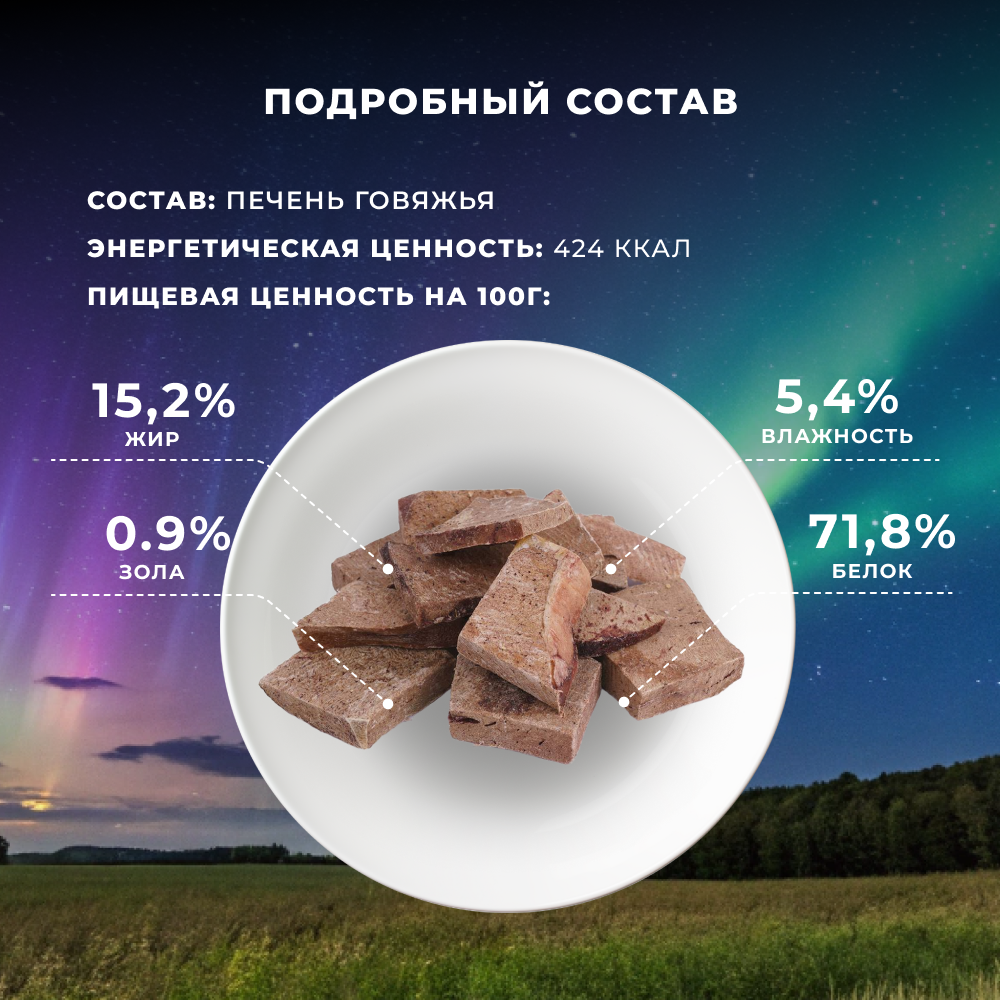 Лакомство для собак TUNDRA Печень говяжья
