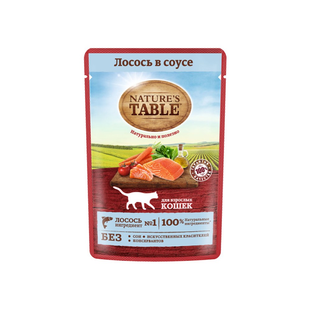 Корм для кошек NATURE'S TABLE Лосось в соусе пауч