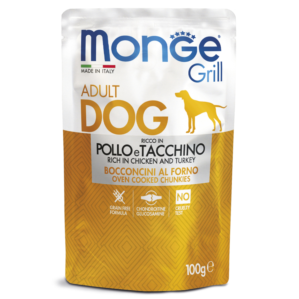 Корм для собак MONGE Dog Grill Pouch курица, индейка конс. пауч