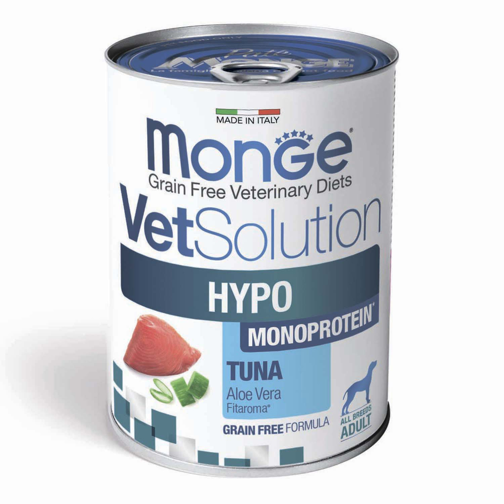 Корм для собак MONGE VetSolution Dog Hypo Monoprotein Tuna при пищ.непереносимости, тунец банка