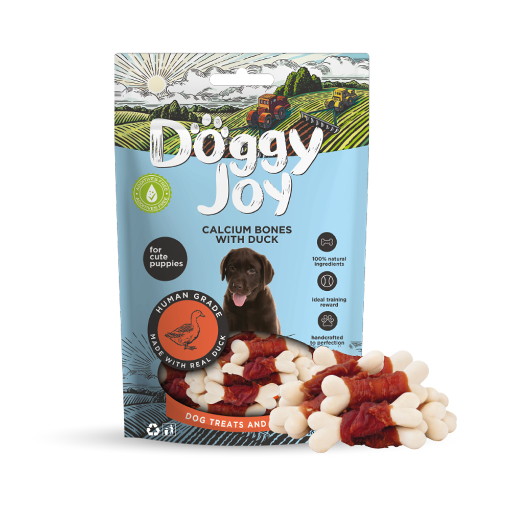 Лакомство для щенков DOGGY JOY 50607 Кальциевые косточки с уткой