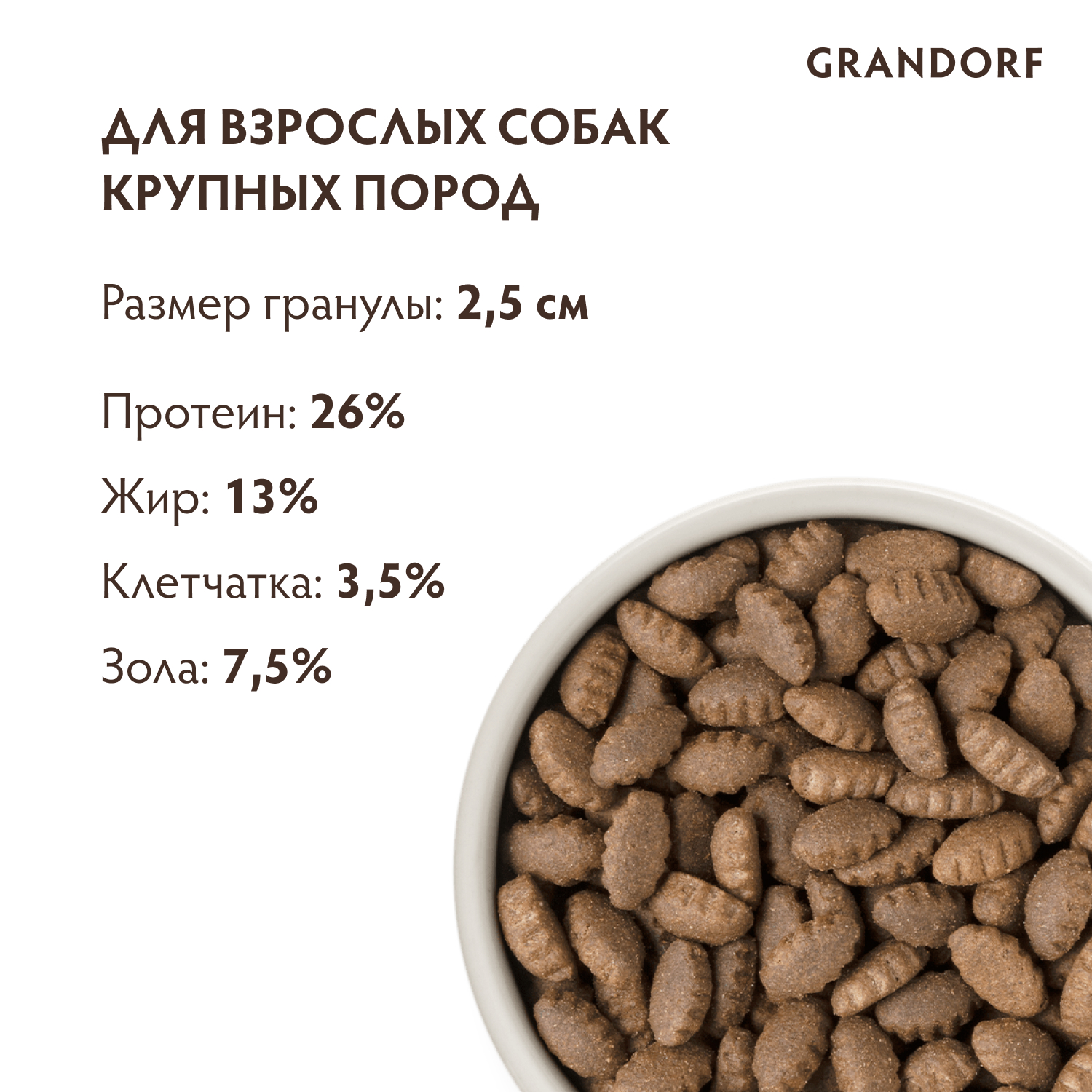 Корм для собак GRANDORF для крупных пород, индейка сух.