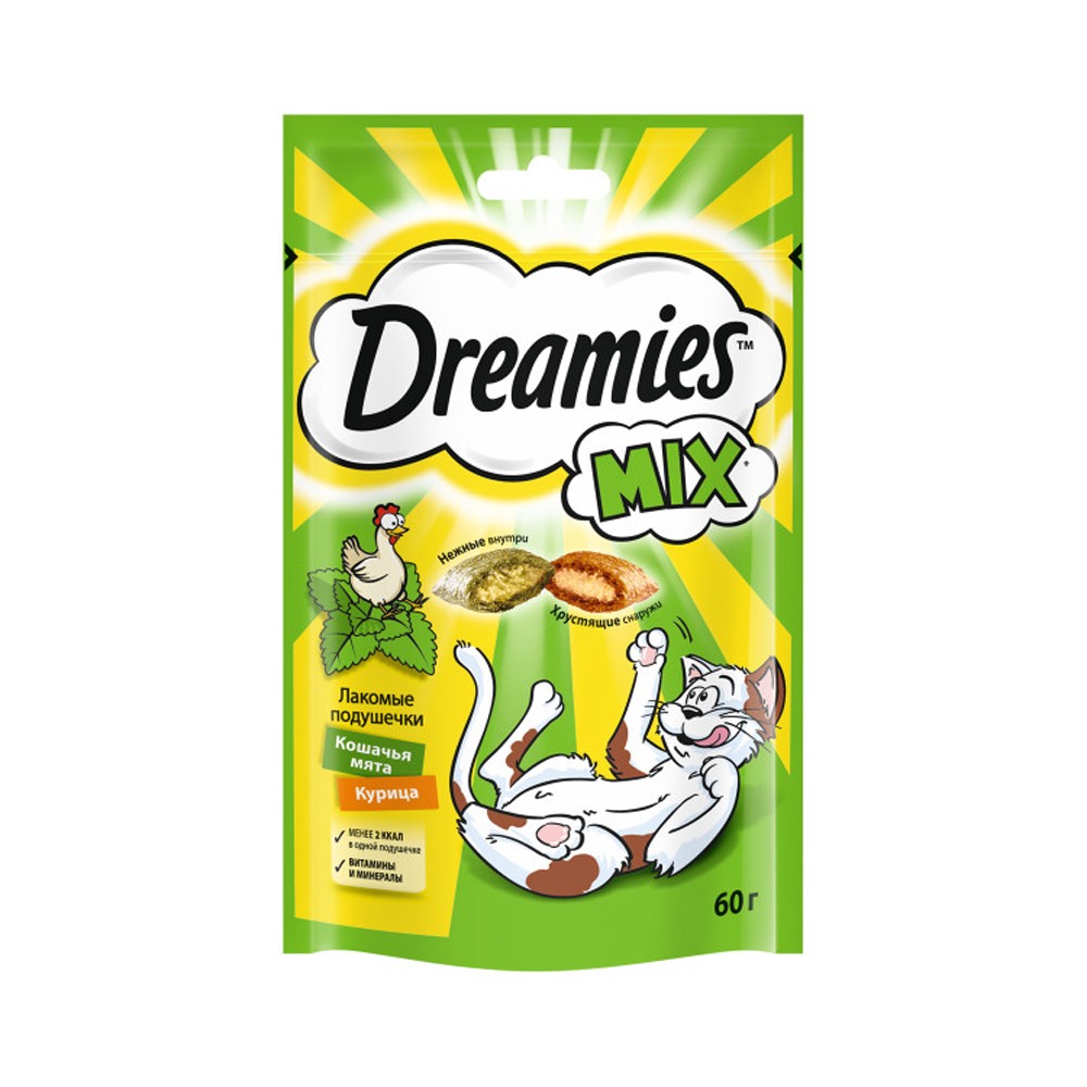 Лакомство для кошек DREAMIES Микс с курицей и мятой