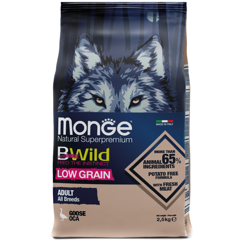 Корм для собак MONGE Dog BWild Low Grain мясо гуся сух.