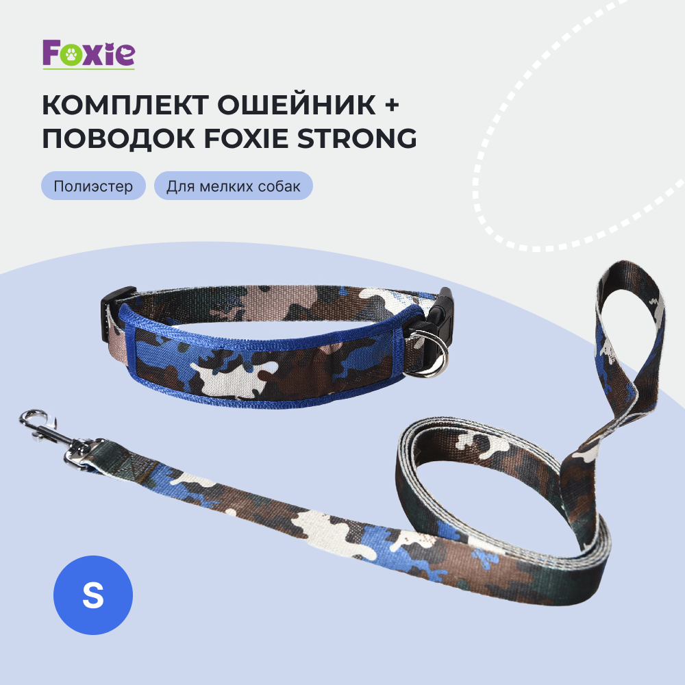 Ошейник и поводок для собак FOXIE Strong S разноцветные