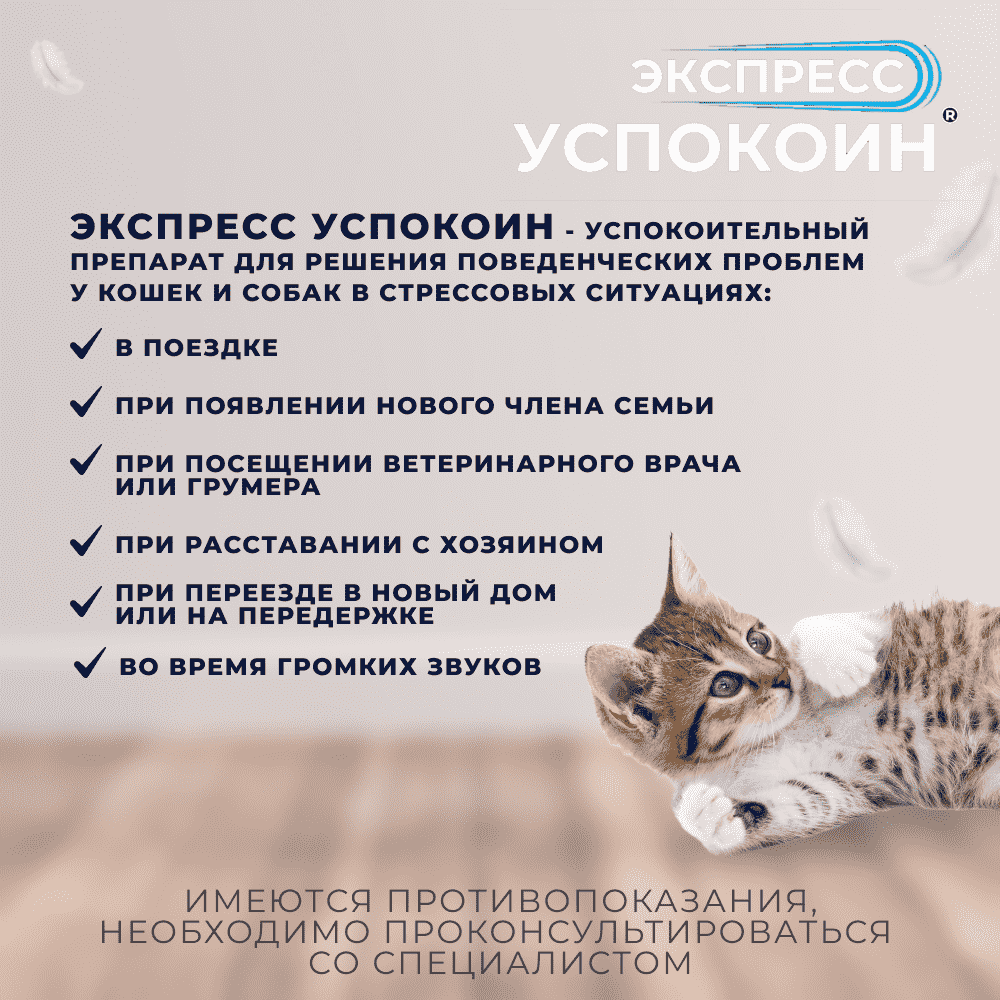 Таблетки для кошек ЭКСПРЕСС УСПОКОИН коррекция поведения 2шт