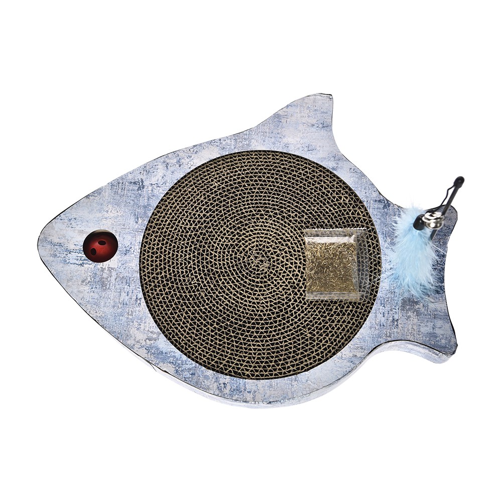 Когтеточка для кошек FOXIE Fish картон 41,5х33х4,5см с дразнилкой