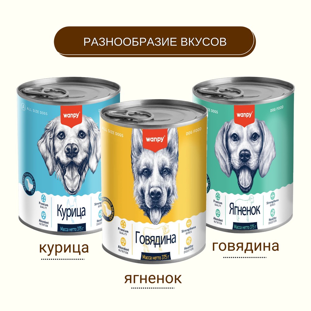 Корм для собак WANPY Dog говядина банка