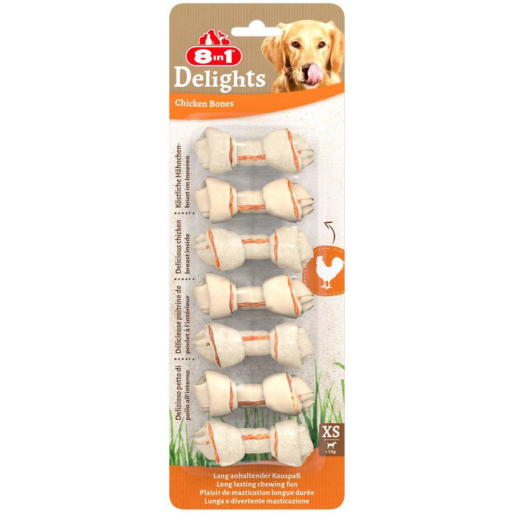 Лакомство для собак 8 IN 1 DELIGHTS XS Косточки для мелких пород 7,5см (7шт.уп)