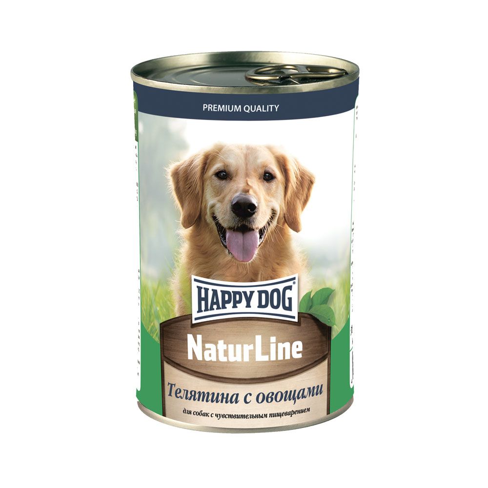 Корм для собак HAPPY DOG Телятина с овощами нежный паштет банка