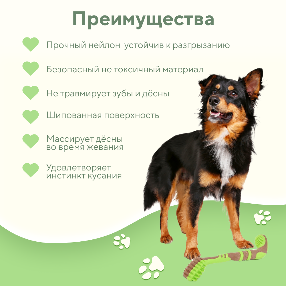 Игрушка для собак FOXIE Косточка массажная с добавл.дерева c запахом курицы 11x4,5x27,5см зеленая