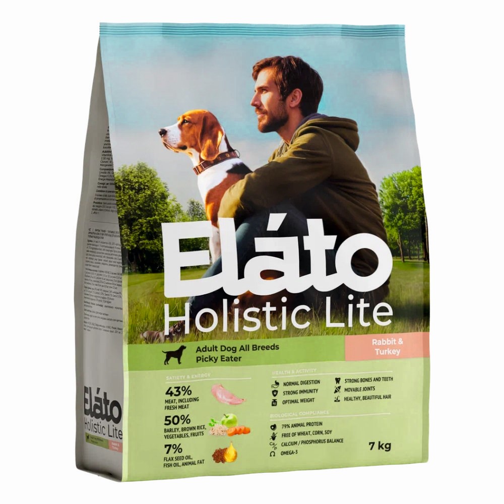Корм для собак ELATO Holistic Lite для привередливых, кролик с индейкой сух.