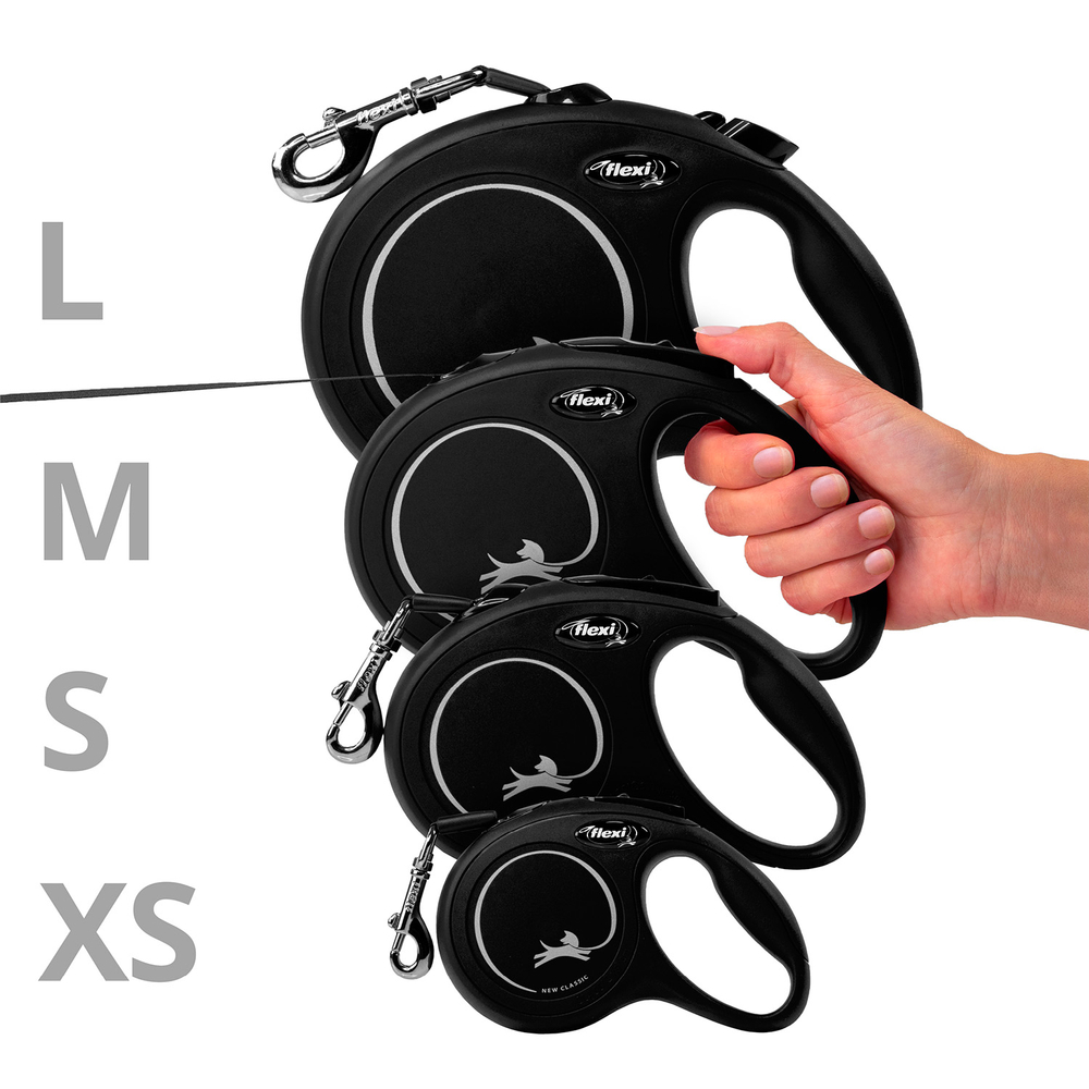 Рулетка для собак FLEXI New Classic S (до 15кг) лента 5м черная