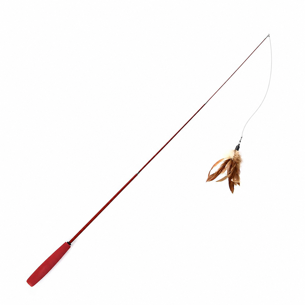 Игрушка для кошек FOXIE Fisherman дразнилка телескопическая с перьями (длина 39-96см)