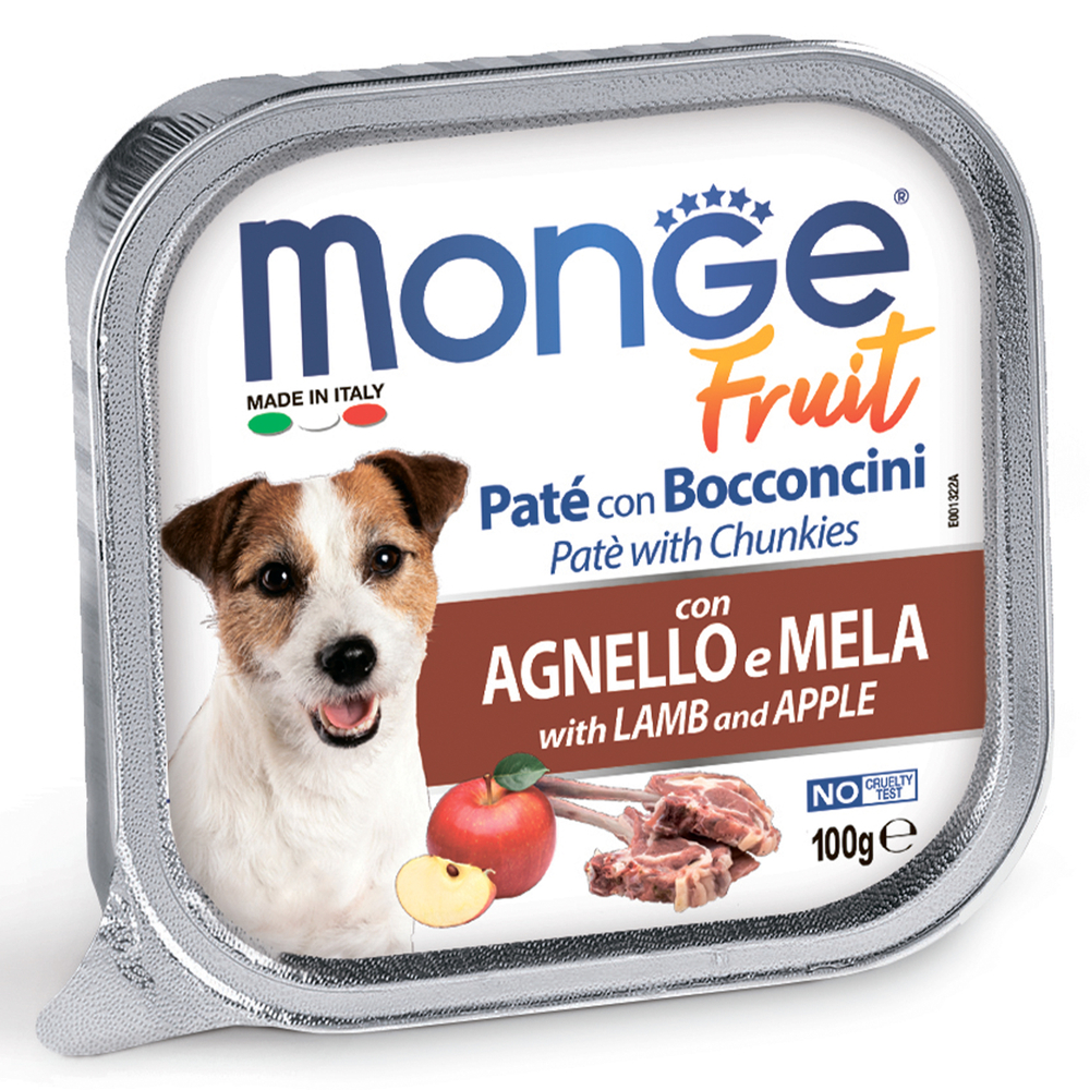 Корм для собак MONGE Fruit ягненок, яблоко конс.