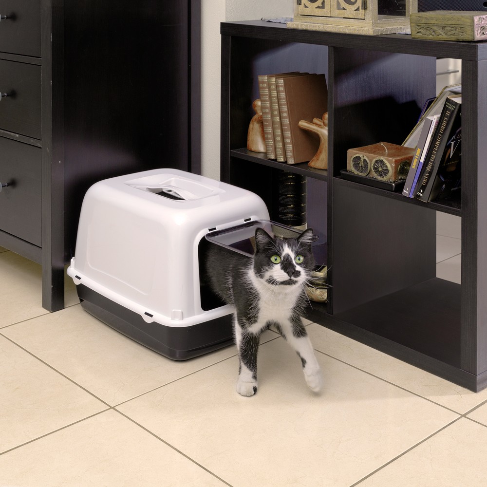 Туалет для кошек FERPLAST Clear cat 10 закрытый угольный