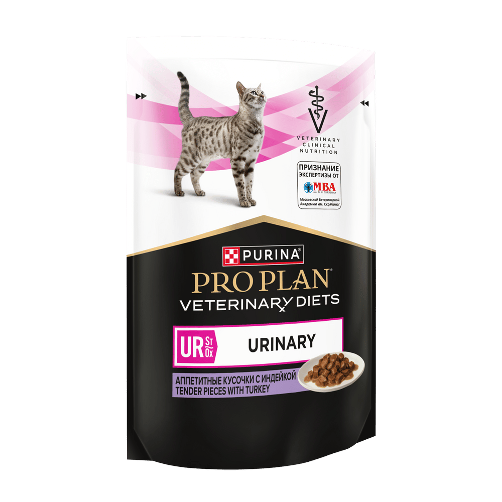 Корм для кошек PRO PLAN Veterinary Diets UR ST/OX Urinary при болезн.мочевыв.путей, индейка пауч