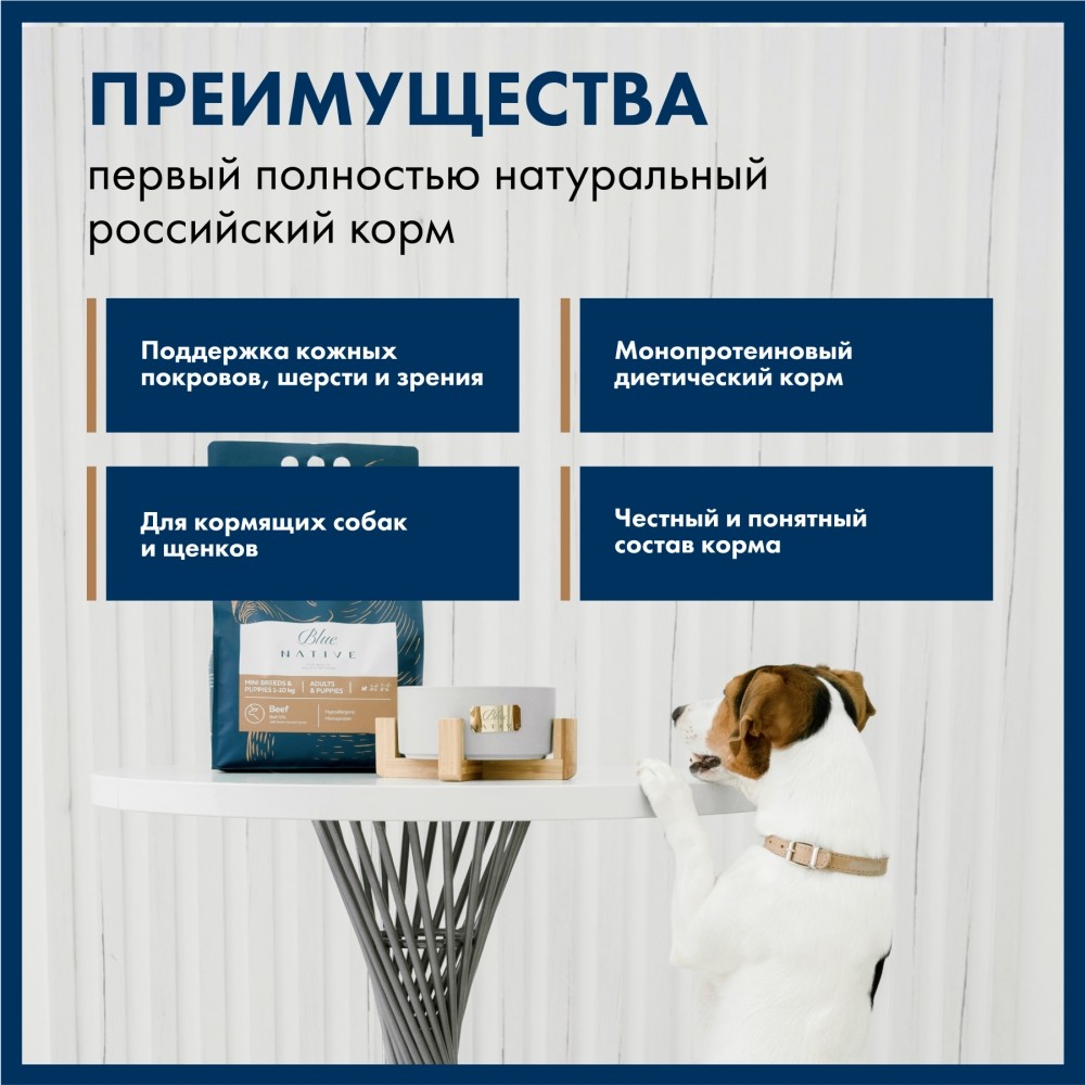 Корм для собак BLUENATIVE для мелких пород, лосось сух.