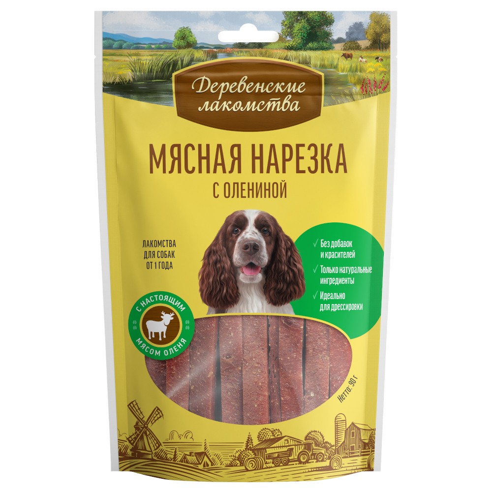 Лакомство для собак ДЕРЕВЕНСКИЕ ЛАКОМСТВА Мясная нарезка с олениной