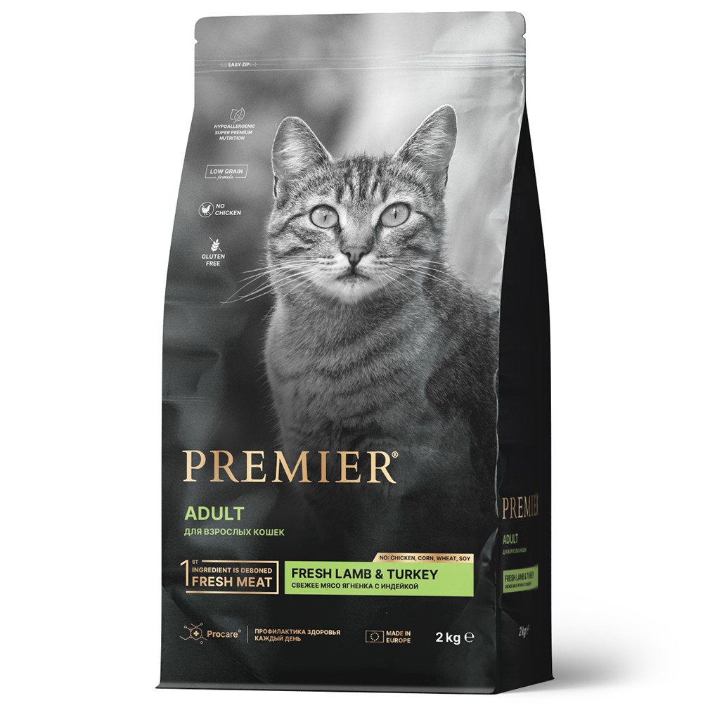Корм для кошек PREMIER Cat Свежее мясо ягненка с индейкой сух.