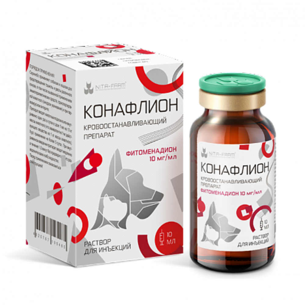 Препарат для кошек и собак НИТА-ФАРМ Конафлион (фитоменадион) 10мл