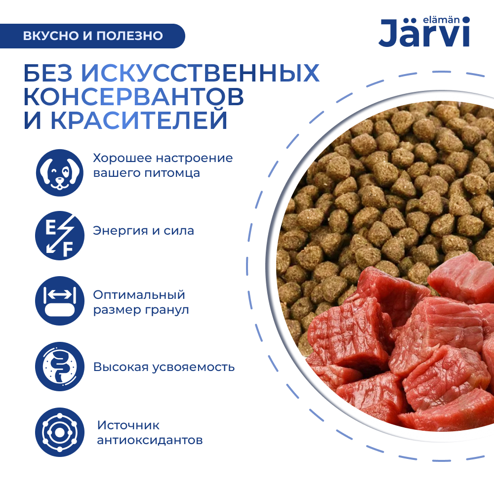 Корм для собак JARVI для мелких пород с чувствительным пищеварением, ягненок сух.