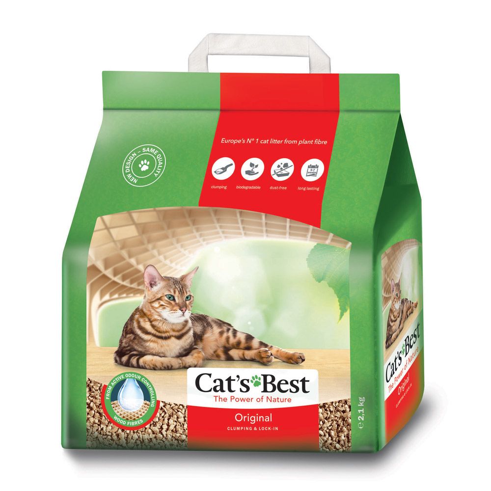 Наполнитель для кошачьего туалета CAT'S BEST Original древесный комкующийся 5л (2,25кг)