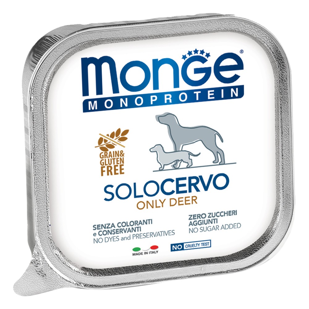 Корм для собак MONGE Monoproteico Solo паштет оленина конс.