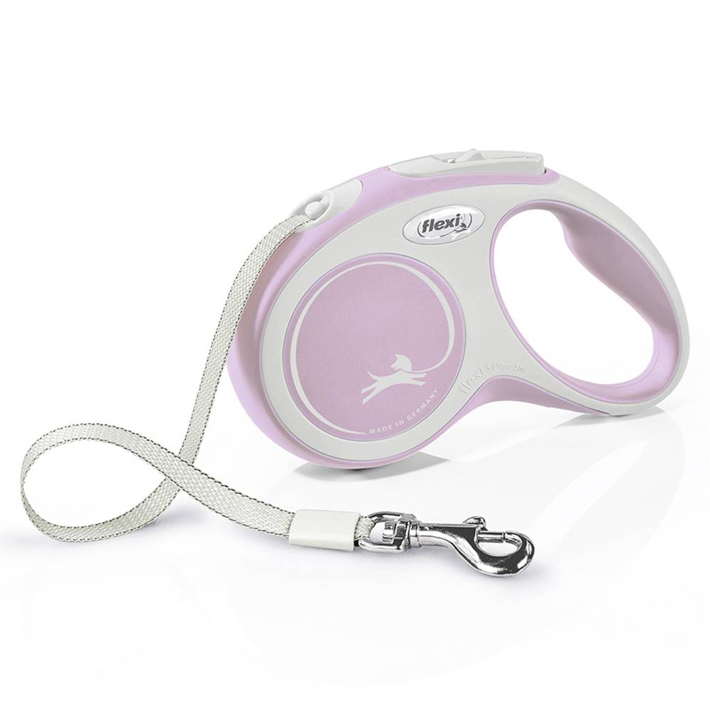 Рулетка для собак FLEXI New Line Comfort S (до 15кг) лента 5м серый/розовый