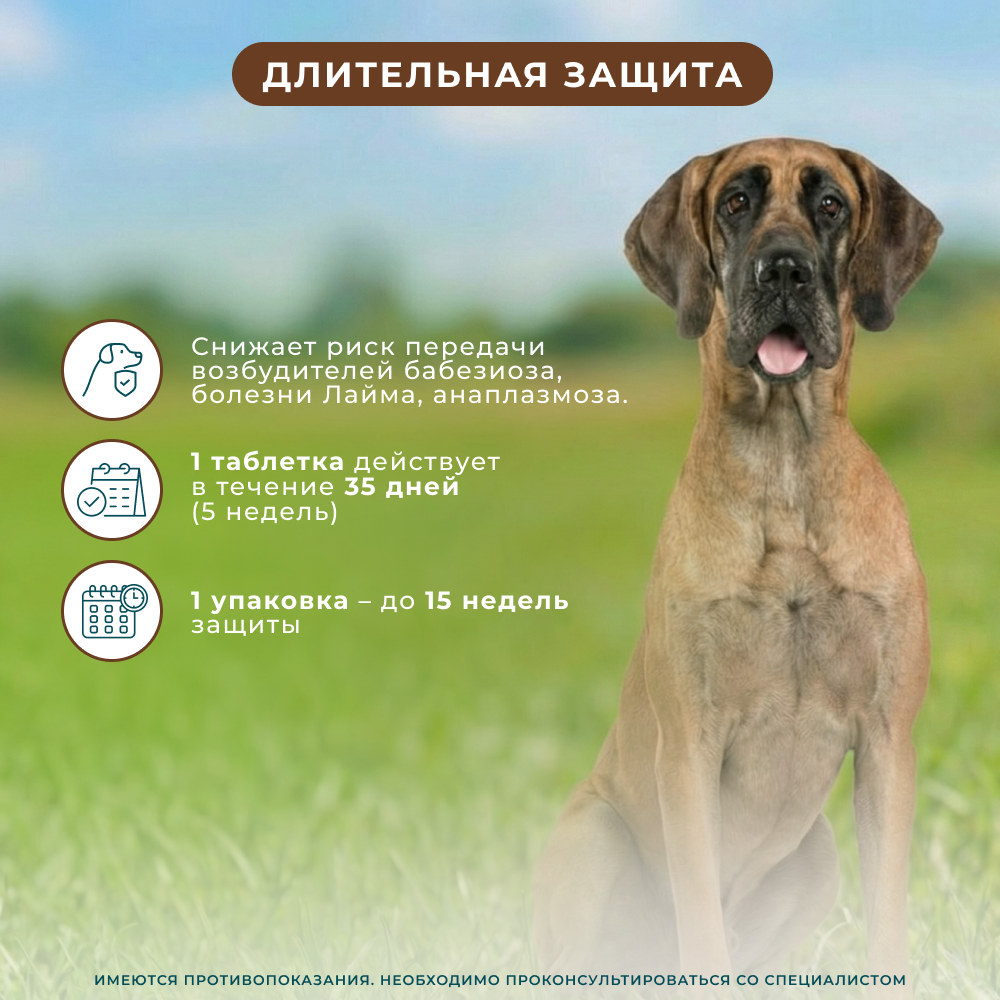 Таблетки для собак ZOETIS Симпарика от блох и клещей (40-60кг) 120мг, 3 таб на 105 дн.