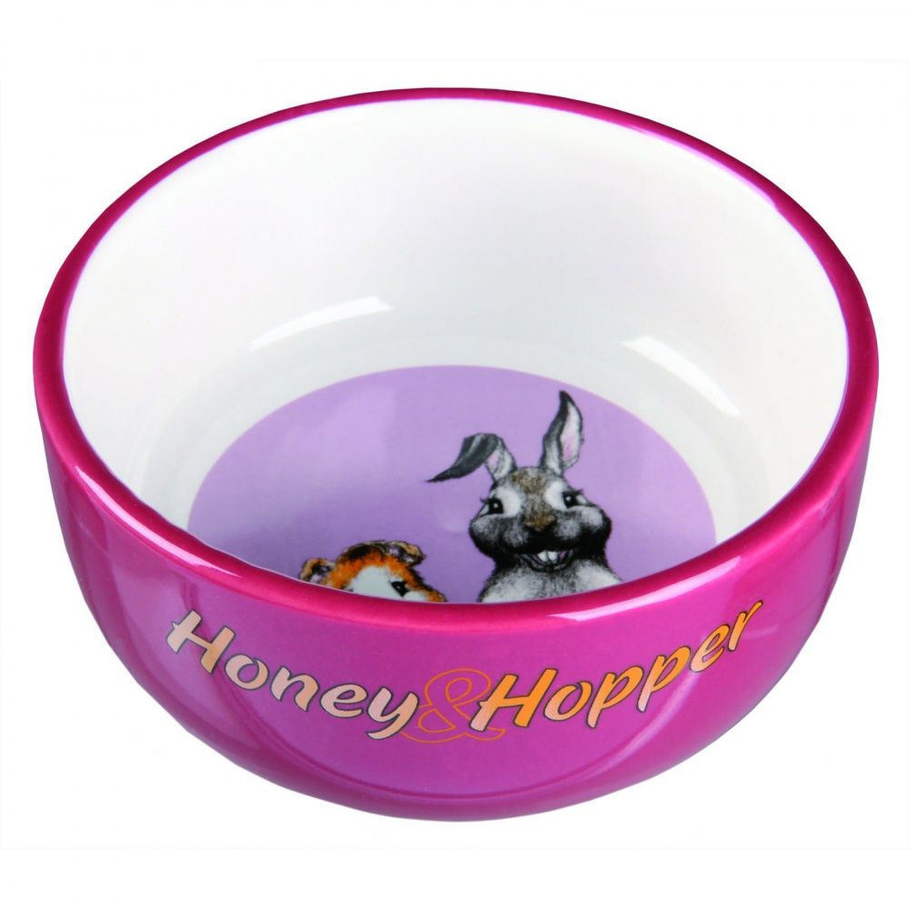 Миска для грызунов TRIXIE керамическая с рисунком Honey & Hopper d11см 250мл