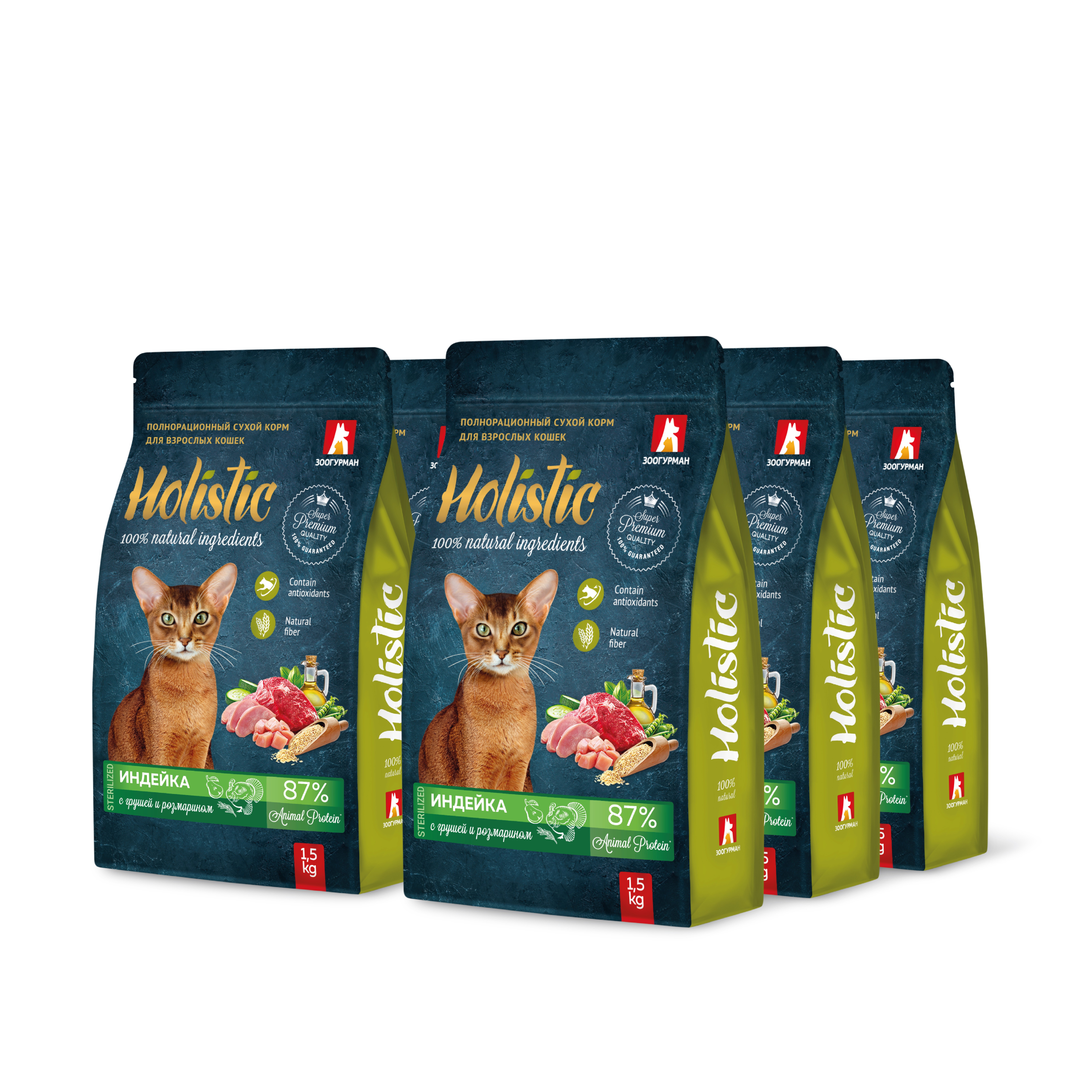 Корм для кошек ЗООГУРМАН Holistic индейка с грушей и розмарином сух.
