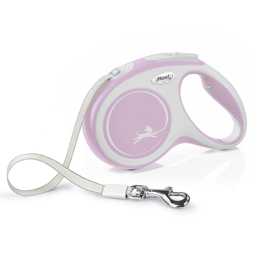 Рулетка для собак FLEXI New Line Comfort M (до 25кг) лента 5м серый/розовый
