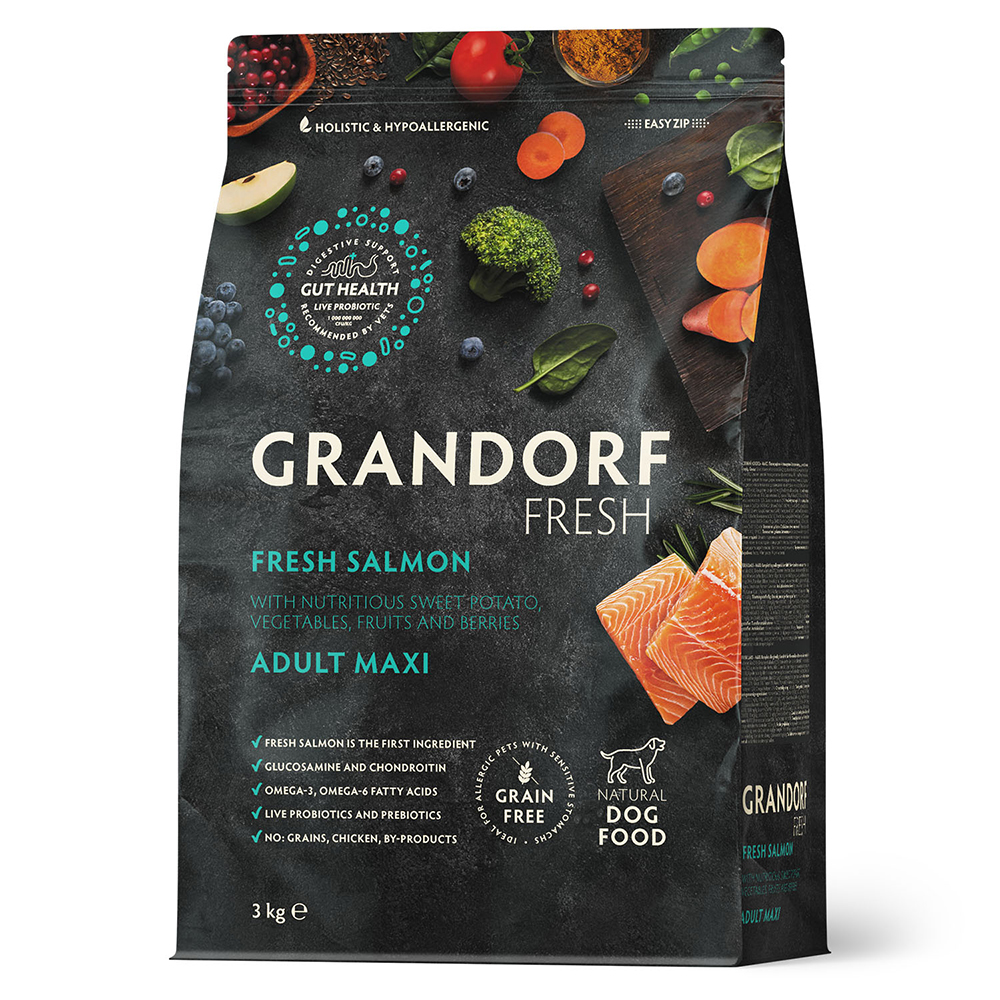 Корм для собак GRANDORF FRESH Dog для крупных пород, филе лосося с бататом сух.