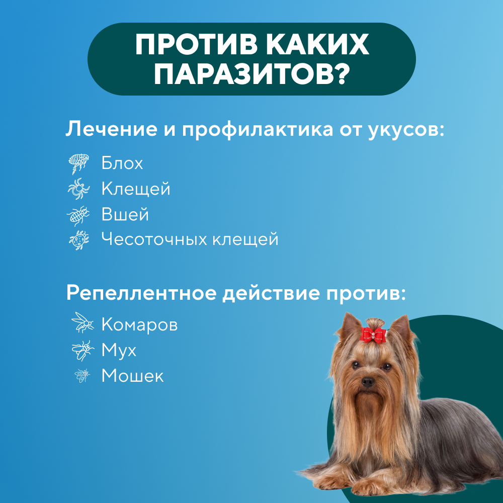 Капли для собак АВЗ БАРС от блох, клещей, вшей и комаров (до 10кг) 0.67мл, 1 пипетка