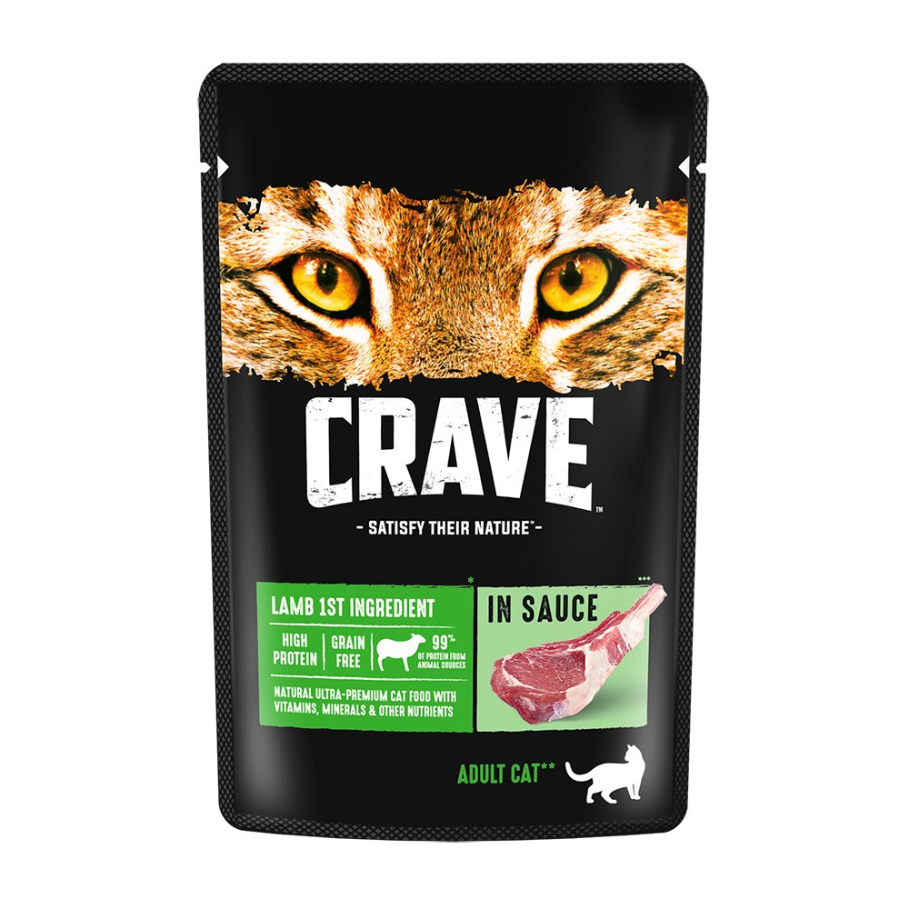 Корм для кошек CRAVE ягненок в соусе пауч