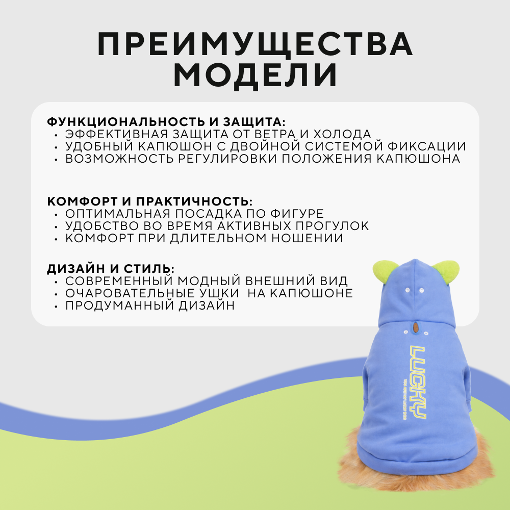 Толстовка для собак FOXIE Lucky XS (длина спины 25см, обхват груди 38-42см, обхват шеи 25см)