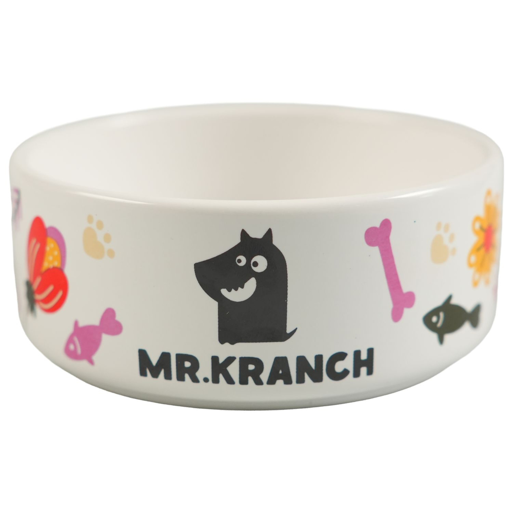 Миска для собак MR.KRANCH Цветы Прованса розовая, керамическая 420мл