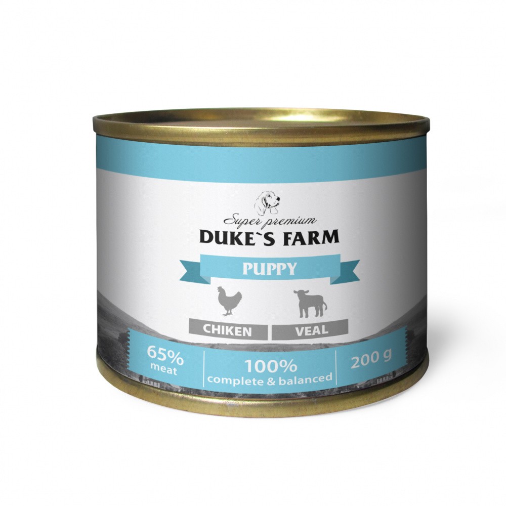 Корм для щенков DUKE'S FARM Паштет из курицы с телятиной банка