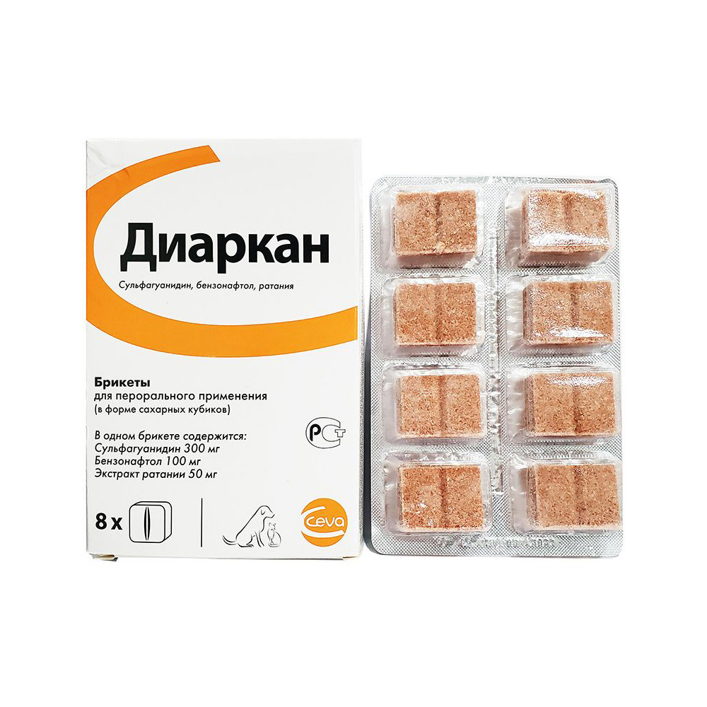 Сахарные кубики для кошек и собак CEVA Диаркан от диареи (рецепт)