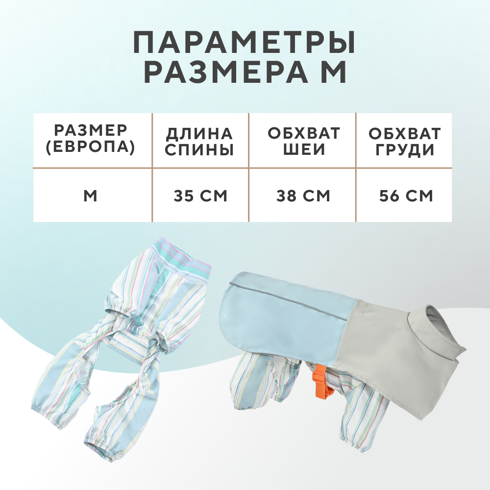 Дождевик-комбинезон для собак FOXIE Storm&Shine трансформер M (длина спины 35см) голубой