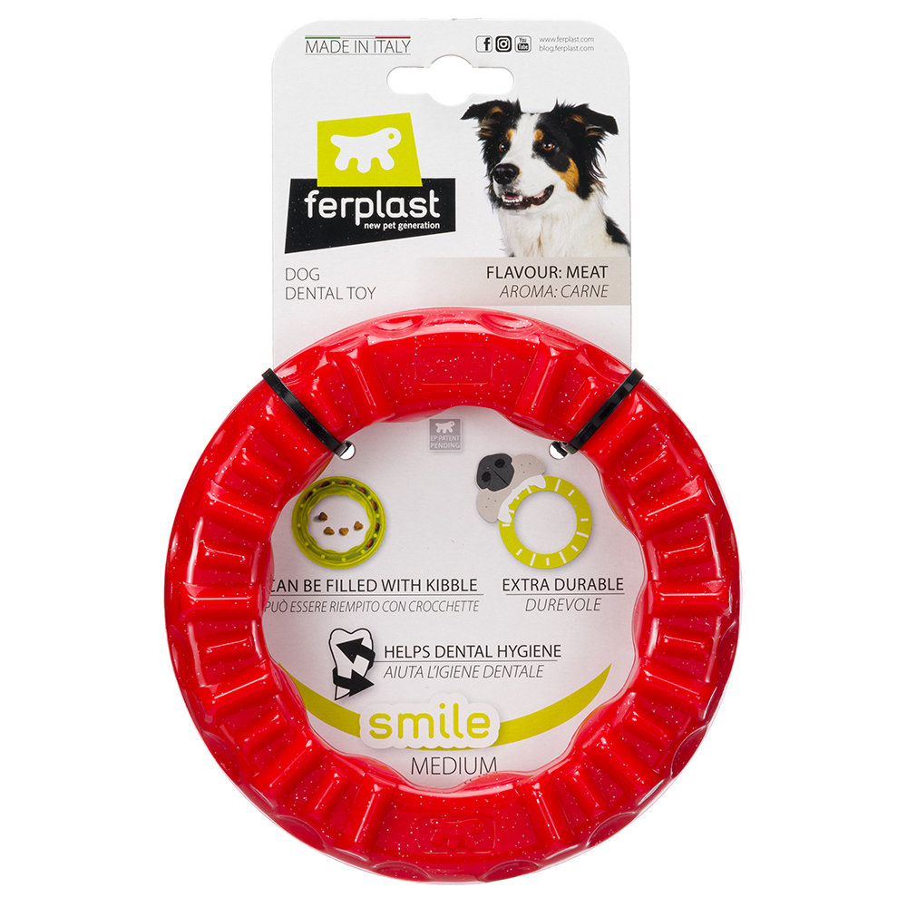 Игрушка для собак FERPLAST стомат. Smile M из термопласт.полиуретана, прочная, с ароматом мяса, 16см