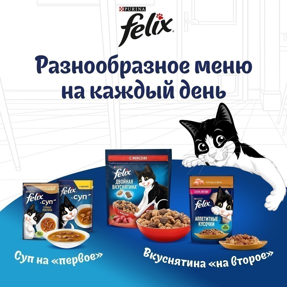 Корм для кошек FELIX Мясные ломтики с говядиной пауч