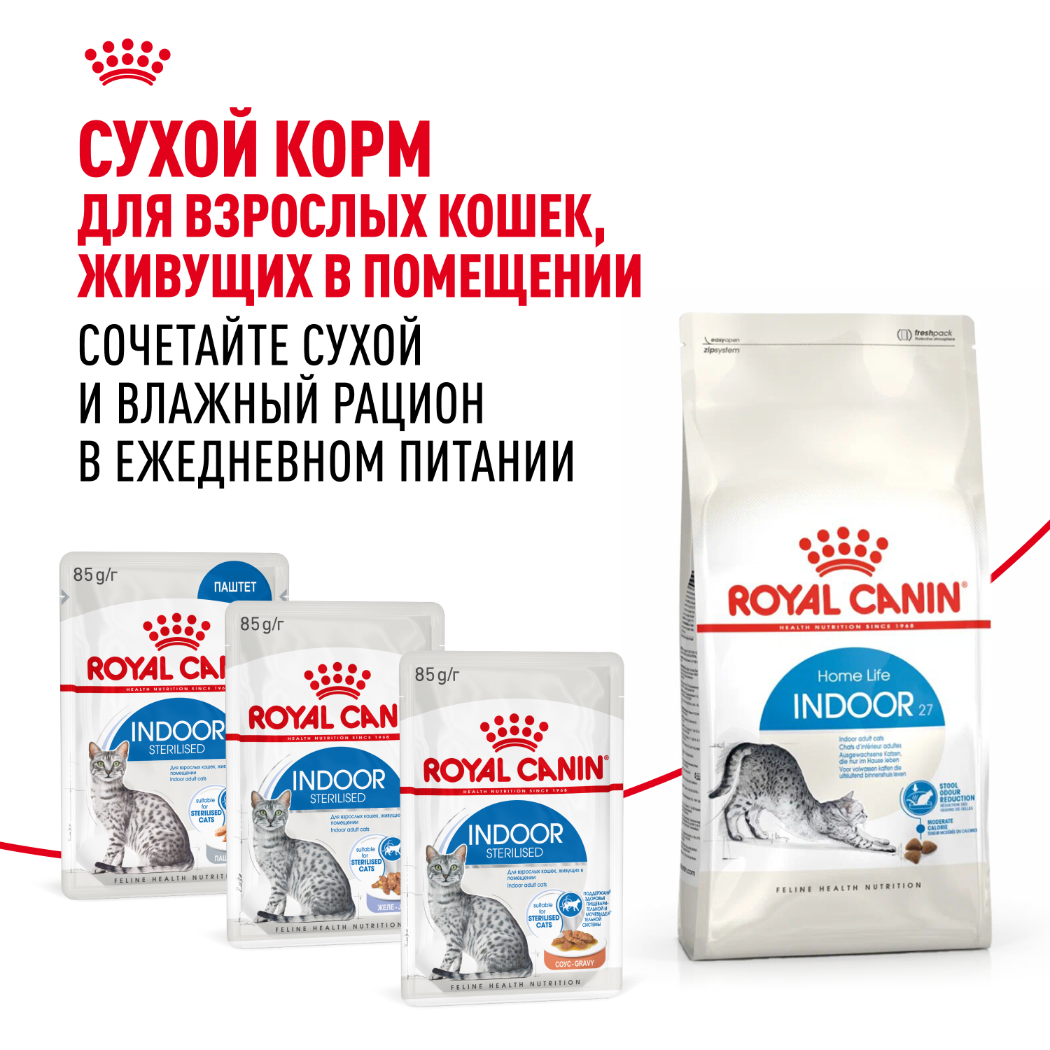Корм для кошек ROYAL CANIN Indoor Sterilised для кастр. и стерил. живущих в помещ., паштет пауч