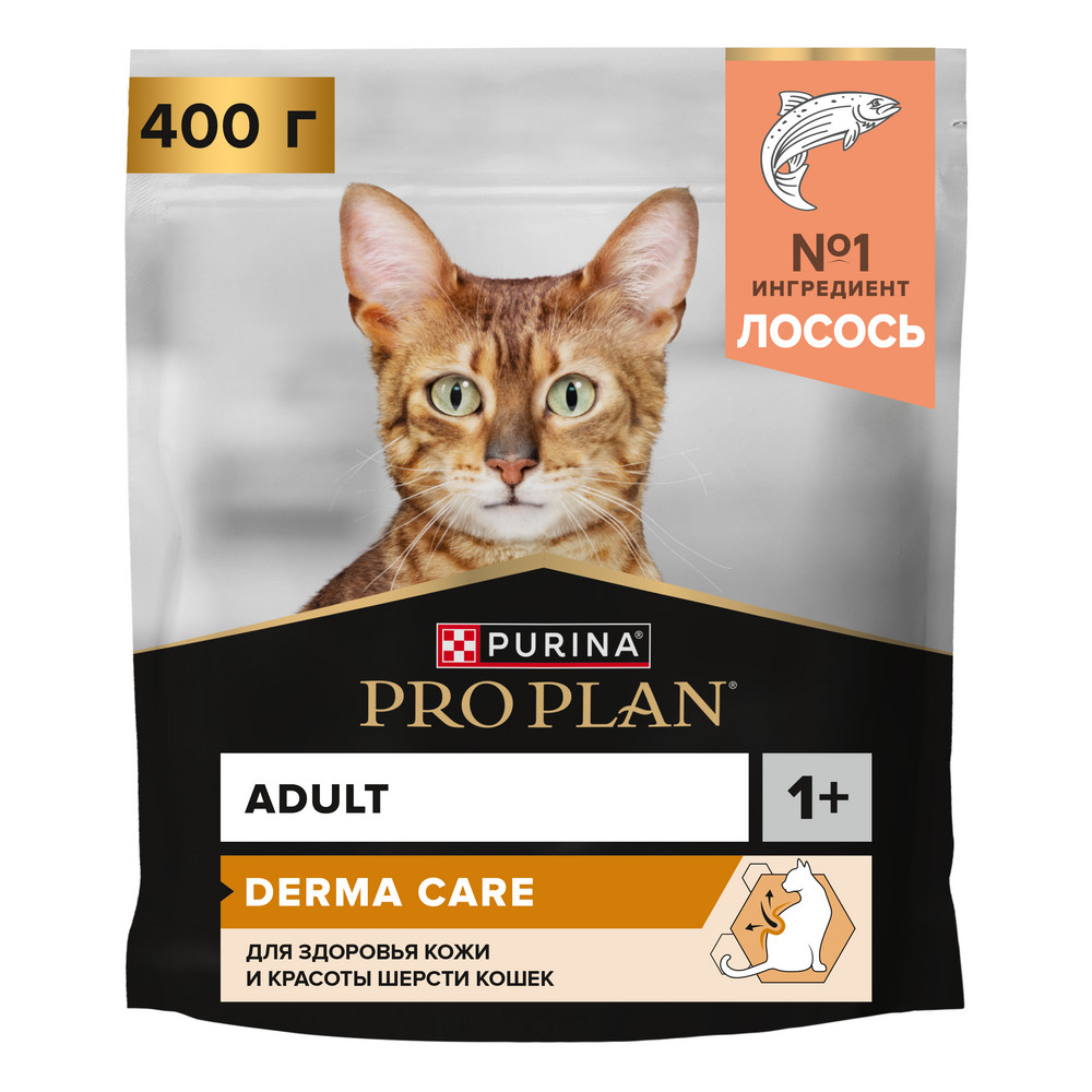Корм для кошек PRO PLAN Derma Care для здоровья кожи и шерсти, с лососем сух.