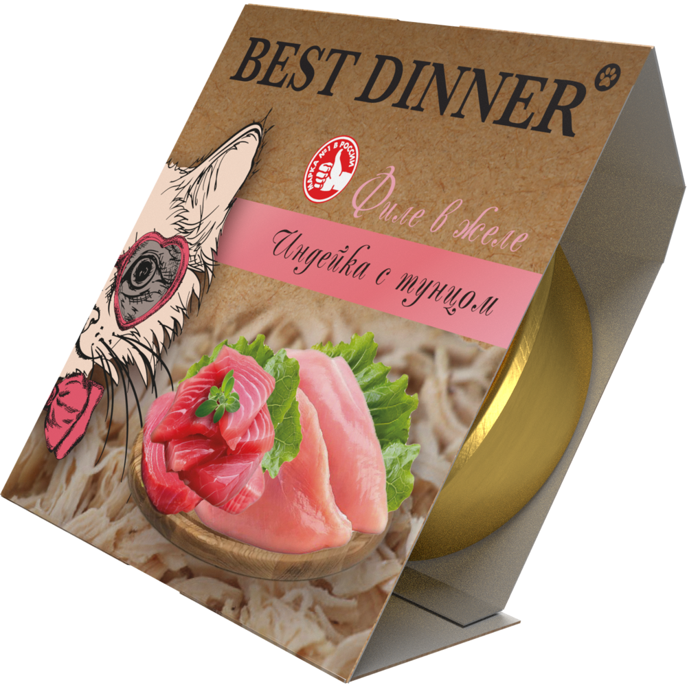 Корм для кошек BEST DINNER для стерил., мясные волокна в желе индейка с тунцом ламист.